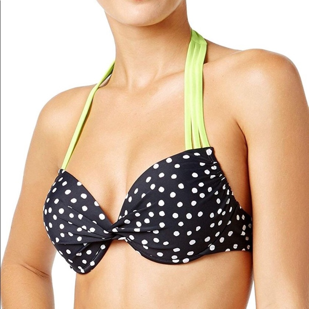Polka Dot Neon Strap Bikini Top